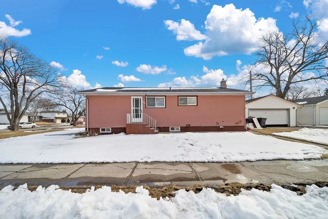 Pink House in Snow