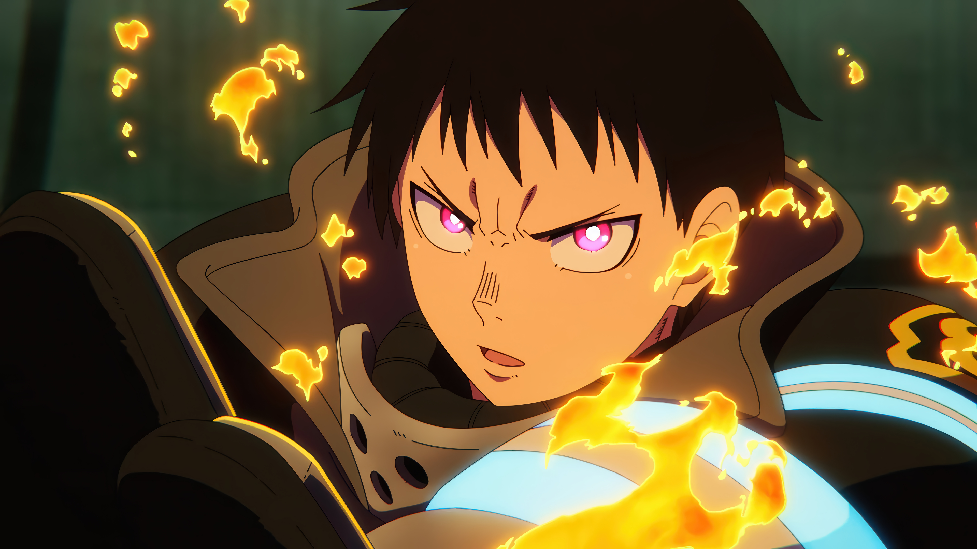 Black Hair Gold Flame Anime