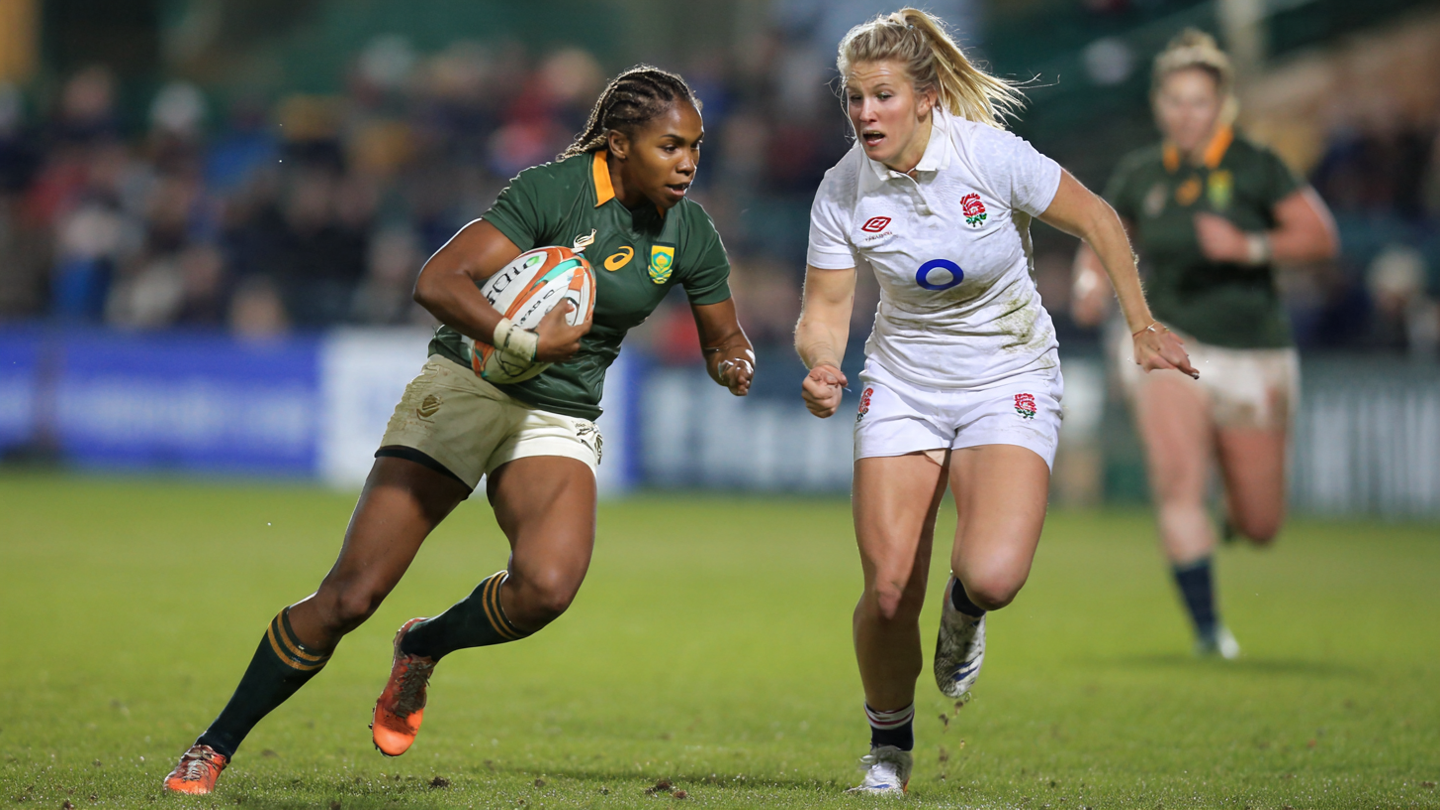South Africa Women vs England Women rugby match action
