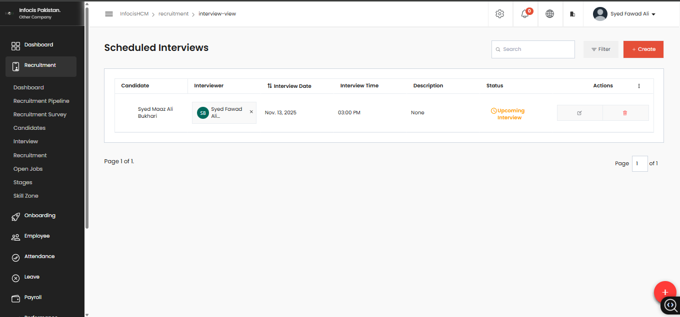 Schedule Interview Popup