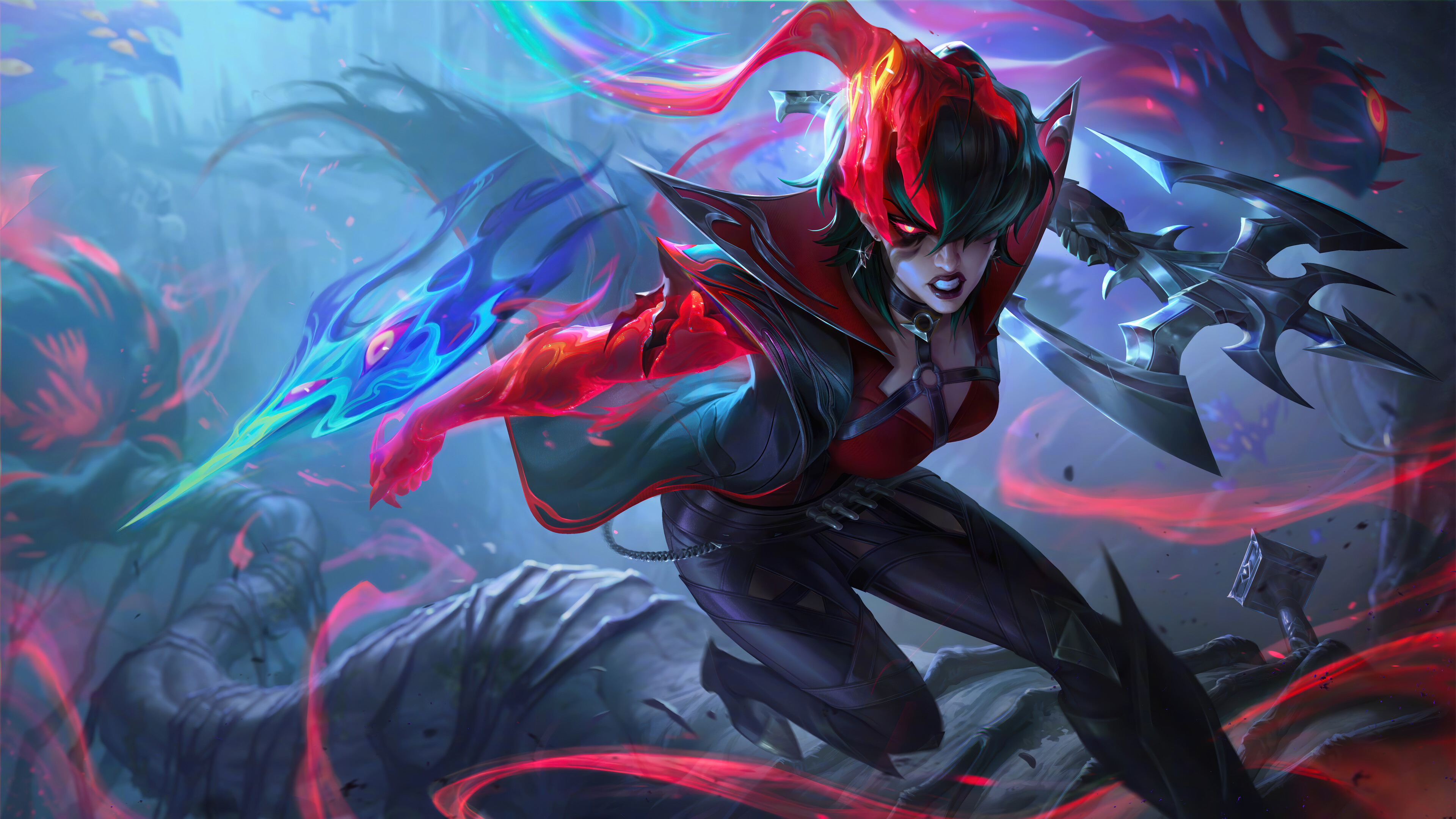 Red Black Warrior Energy Blade Battle