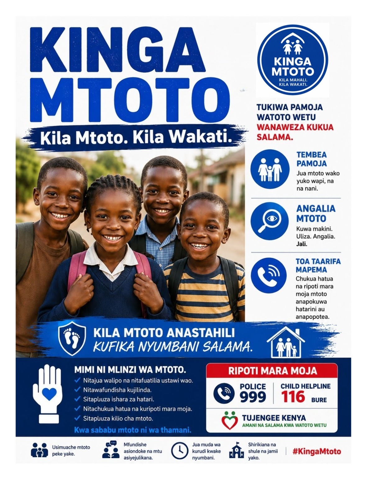 Kinga Mtoto Campaign Poster - Tukiwa Pamoja Watotowetu Wanaweza Kukua Salama