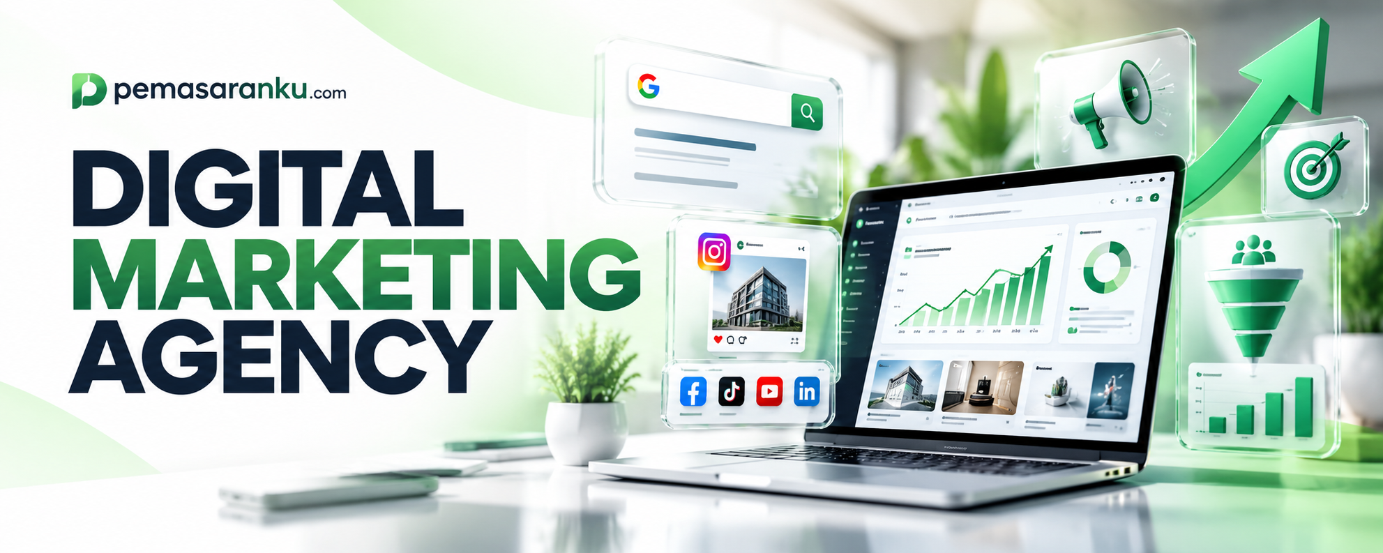 Pemasaranku.com — Digital Marketing Agency: dampingan bisnis offline untuk go digital dengan website, sosial media, FB & IG Ads, SEM, dan konten visual.