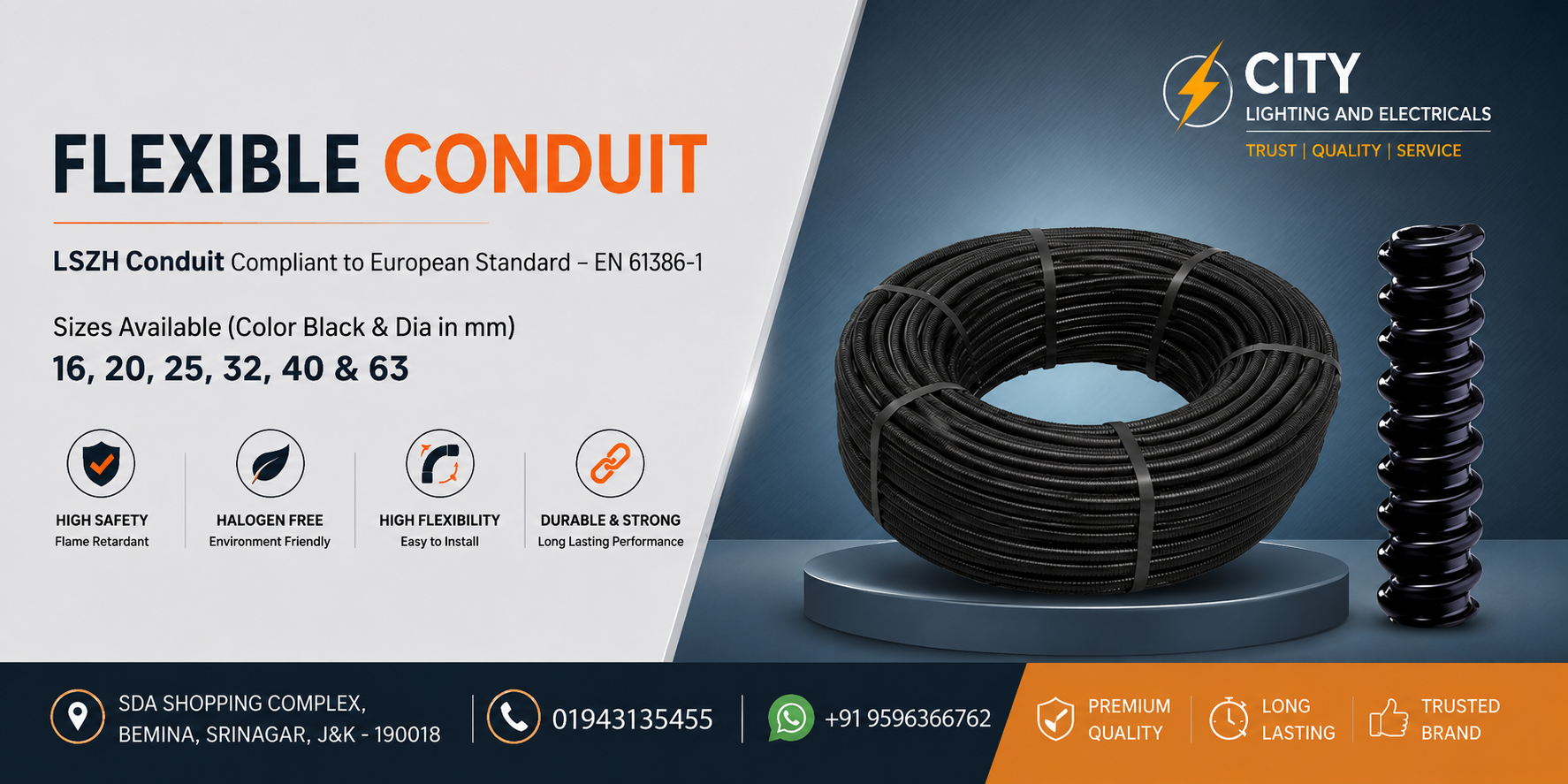 Flexible Conduit Pipe — LSZH Conduit. High Safety, Halogen Free.