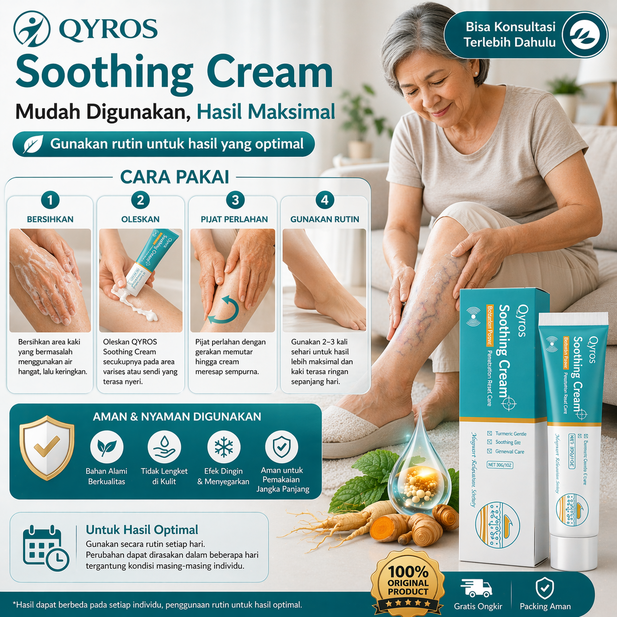 Cara pemakaian Qyros Soothing Cream