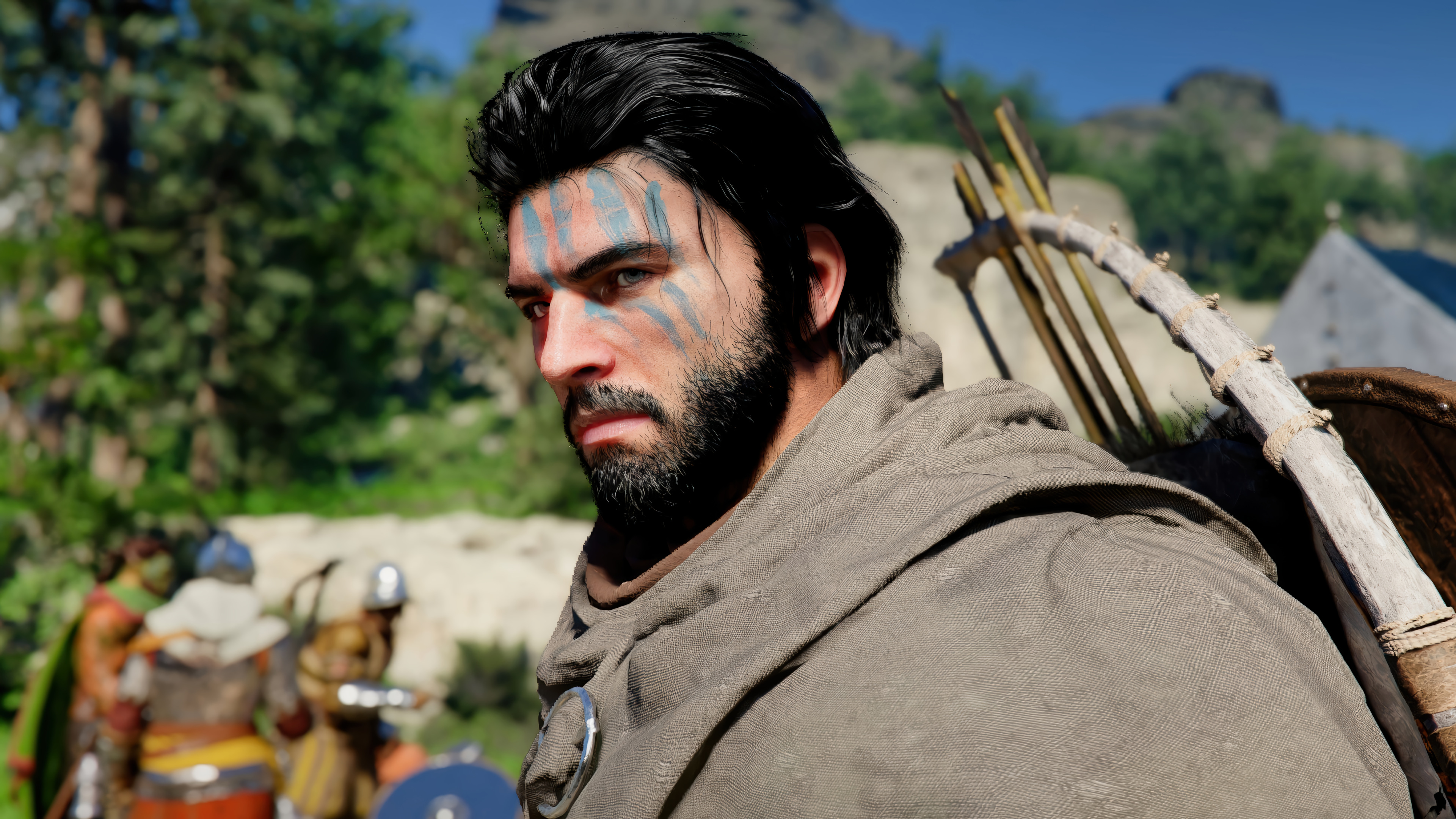 Fantasy Archer with Blue Face Tattoos