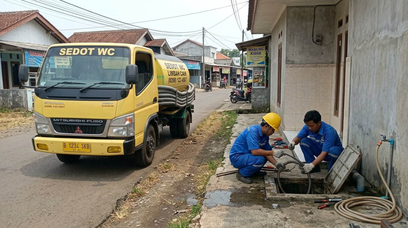Teknisi sedot WC Sukabumi melancarkan saluran mampet