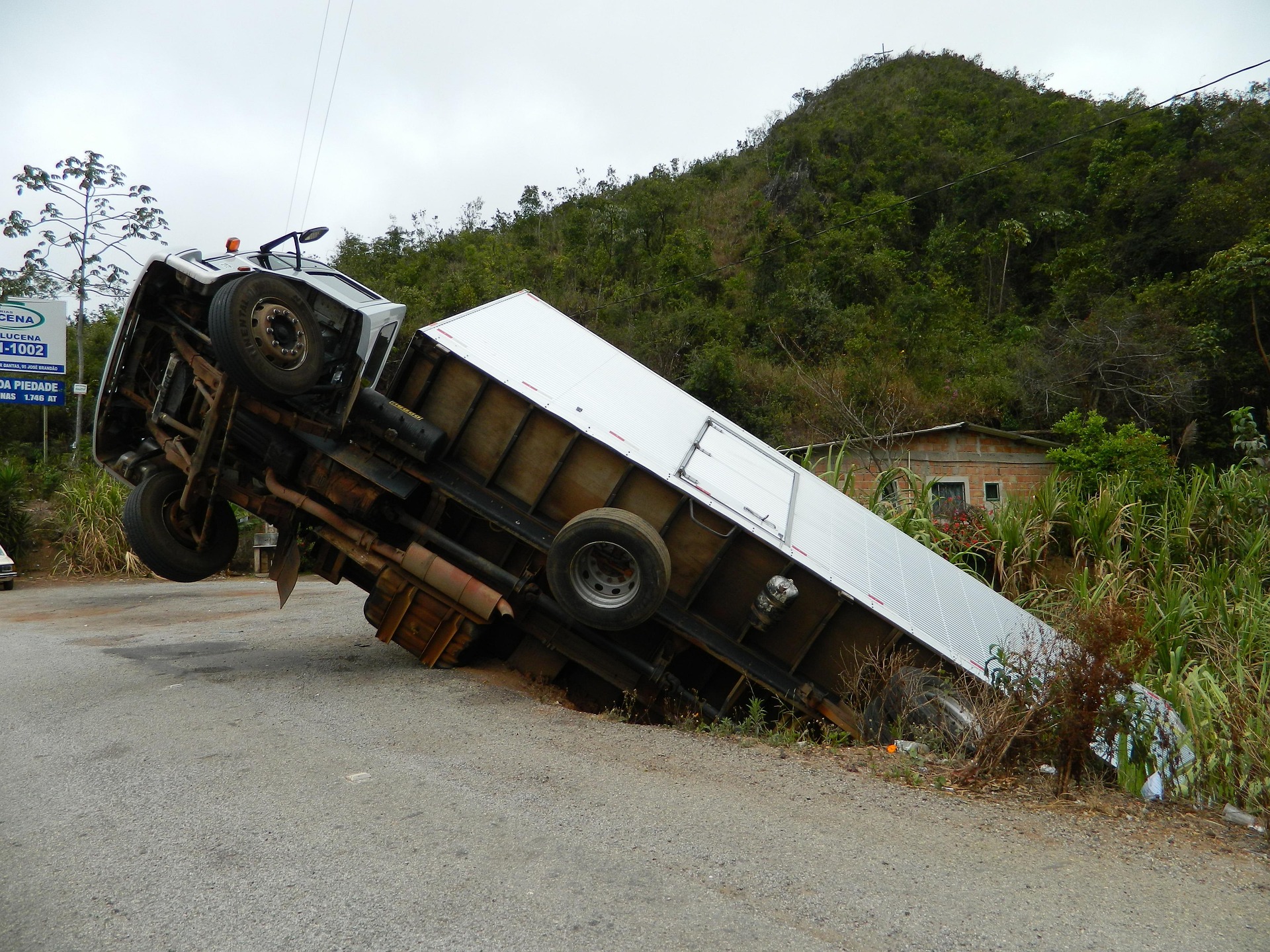 Truck accident scene after a commercial vehicle crash