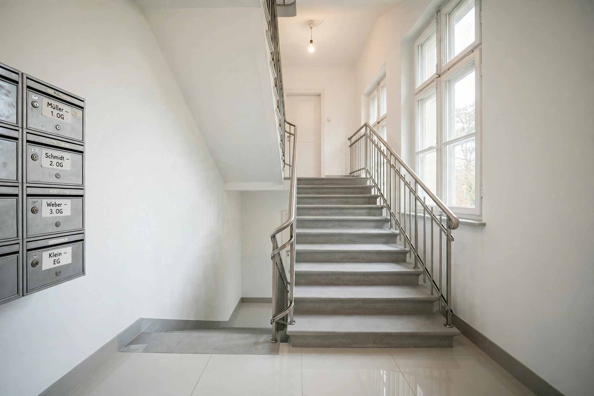 Sauberes Treppenhaus nach der Renovierung