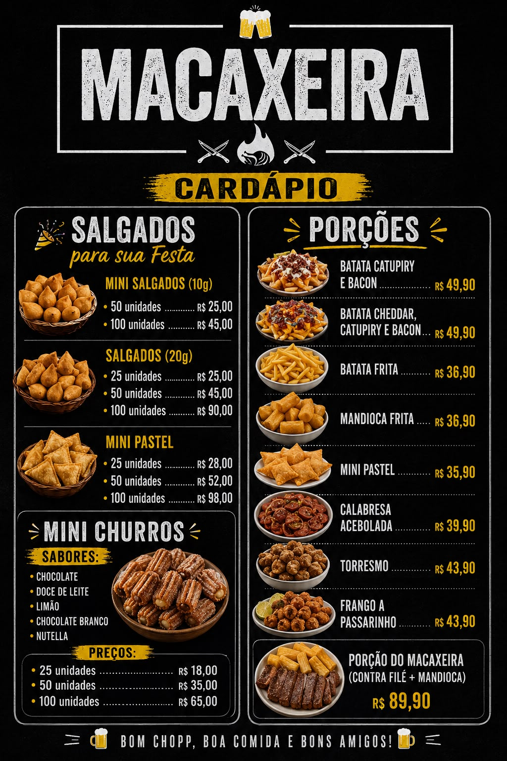 Cardápio completo Bar do Macaxeira