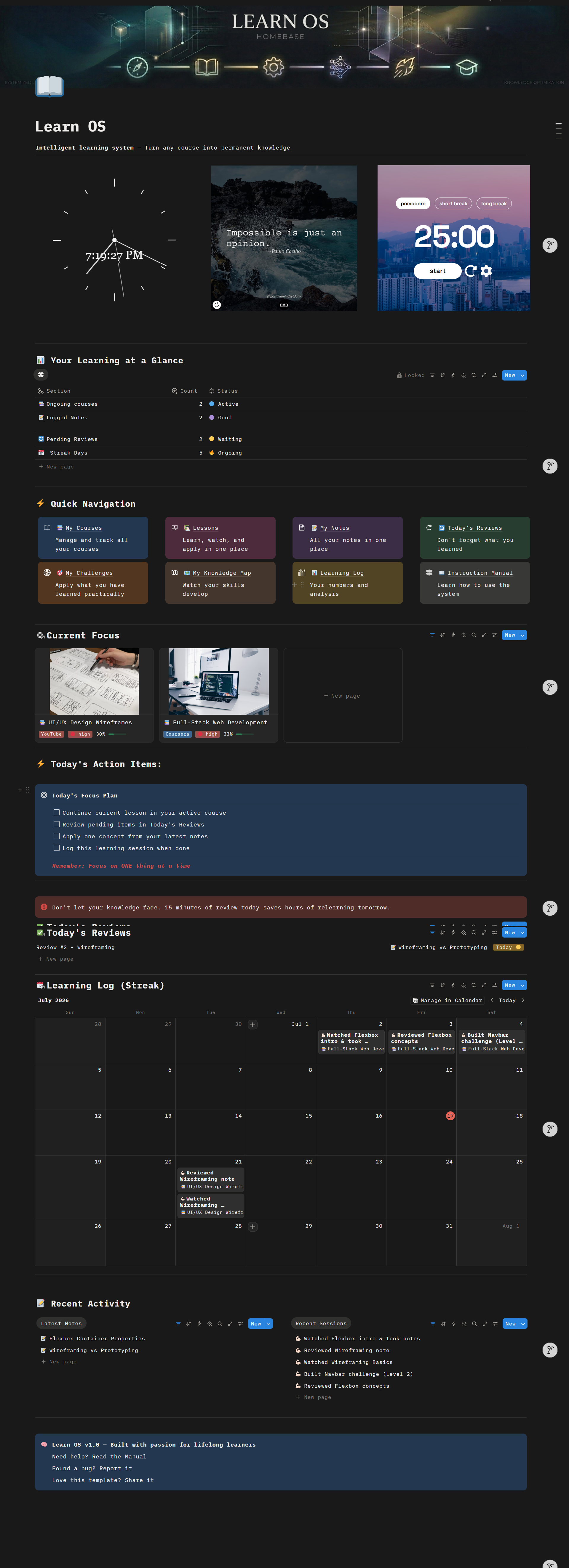 Learn OS Dashboard