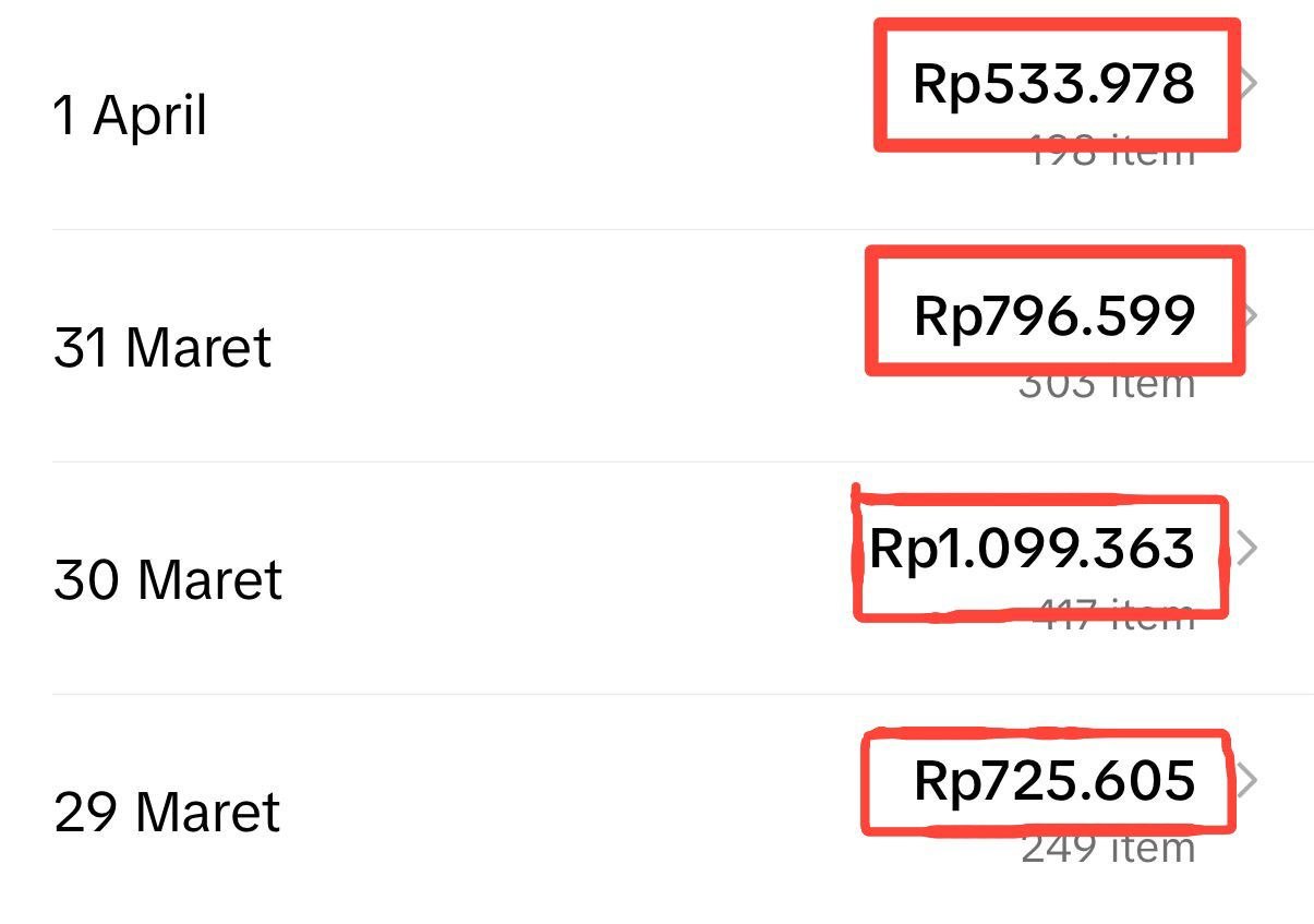 Bukti List Pendapatan Harian