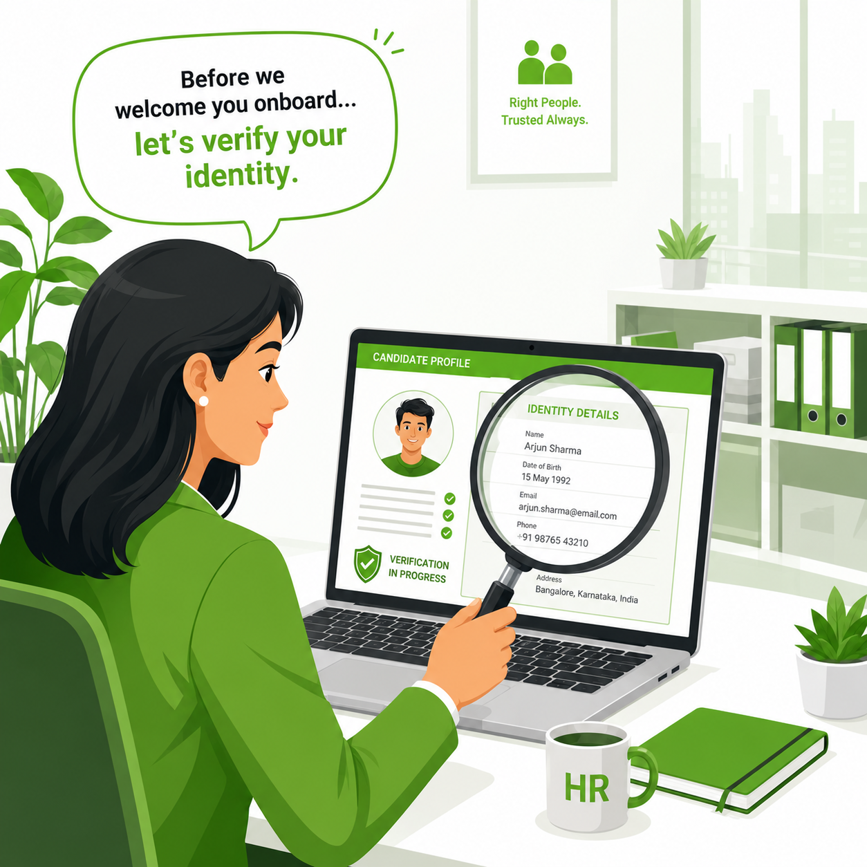 HR verifying candidate profile comic