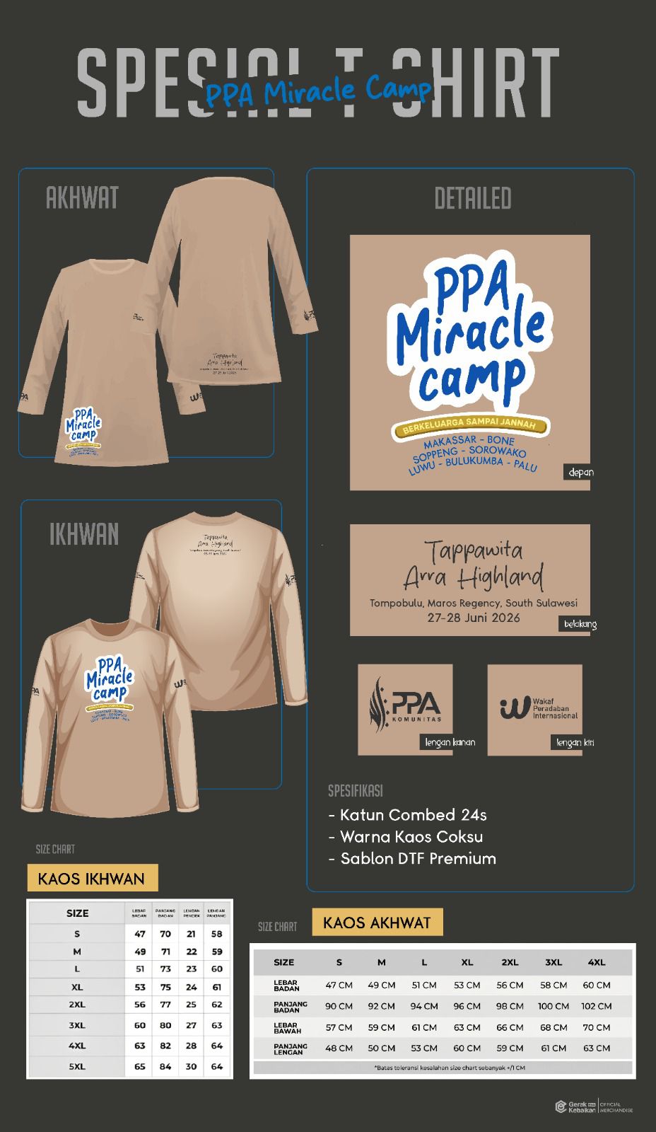 T-shirt Exclusive PPA Miracle Camp - Desain Akhwat dan Ikhwan
