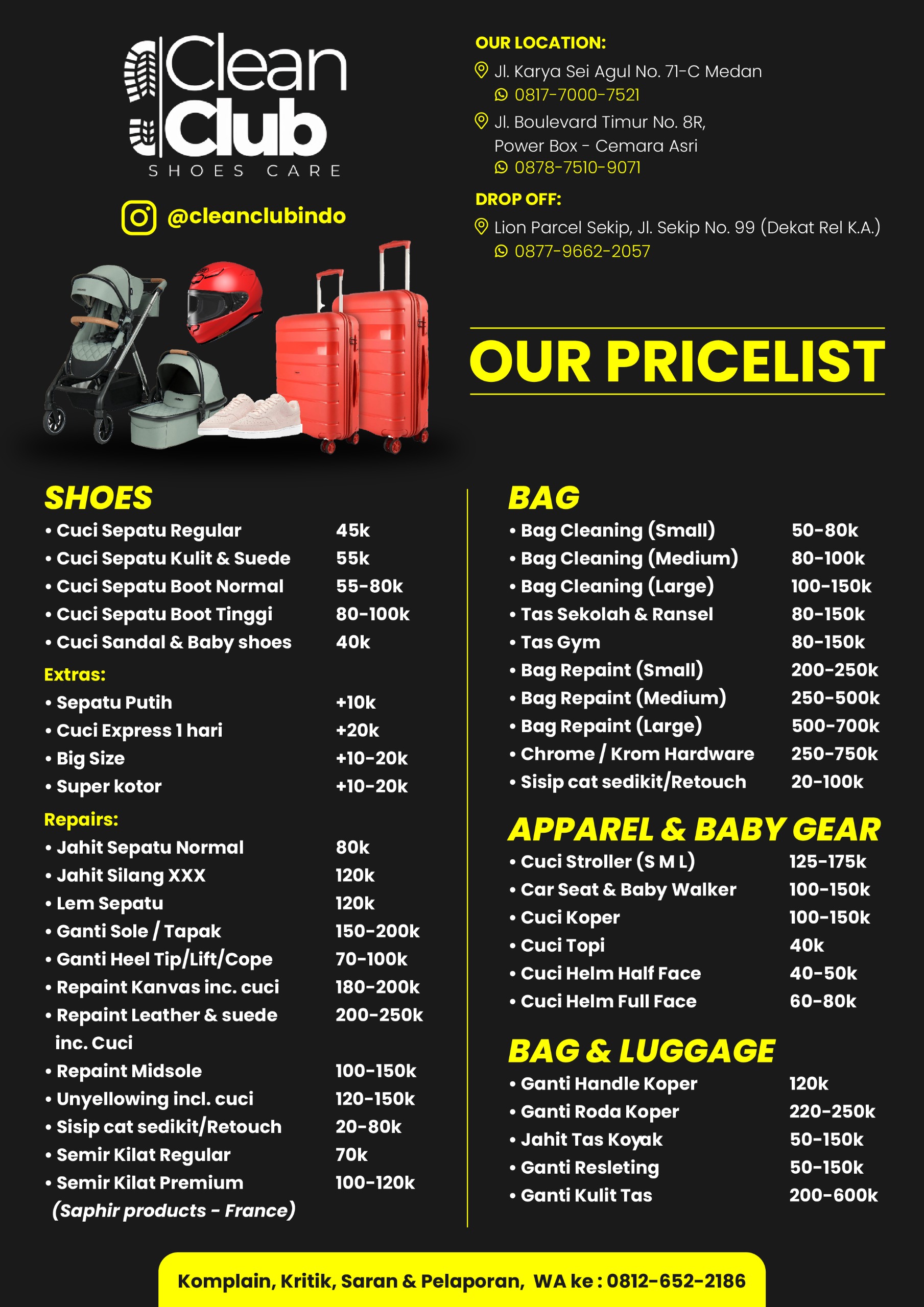 Poster daftar harga Clean Club