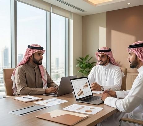 اجتماع مستثمرين سعوديين لمناقشة طلب دراسة جدوى مع المستشارين