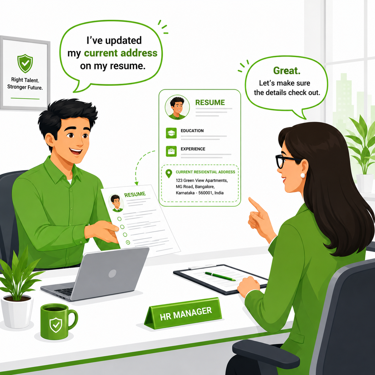 Candidate provides resume with address comic