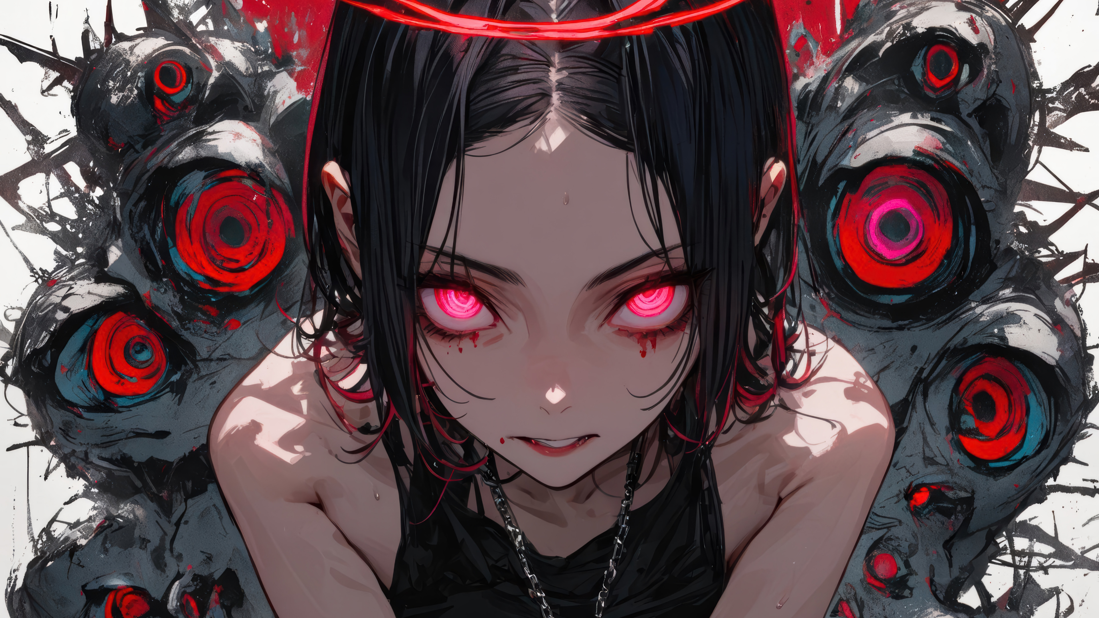 Black Hair Mechanical Eyes Anime
