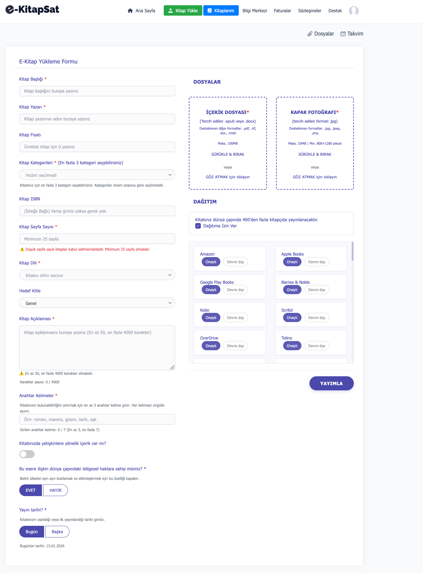 Kitap Yükleme Formu
