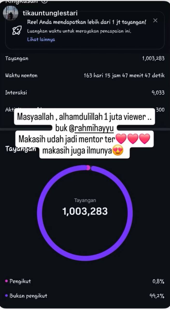 Bukti 1 Juta Viewer Ucapan Terima Kasih