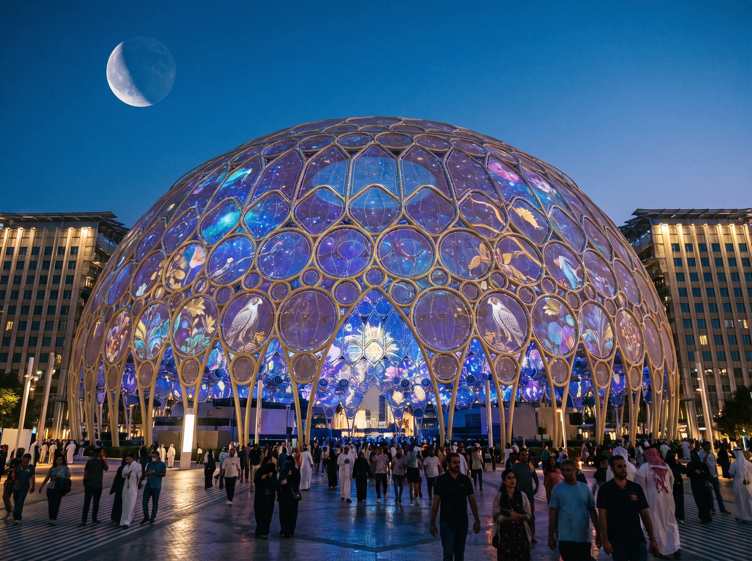 Expo 2020 Dubai dome at night