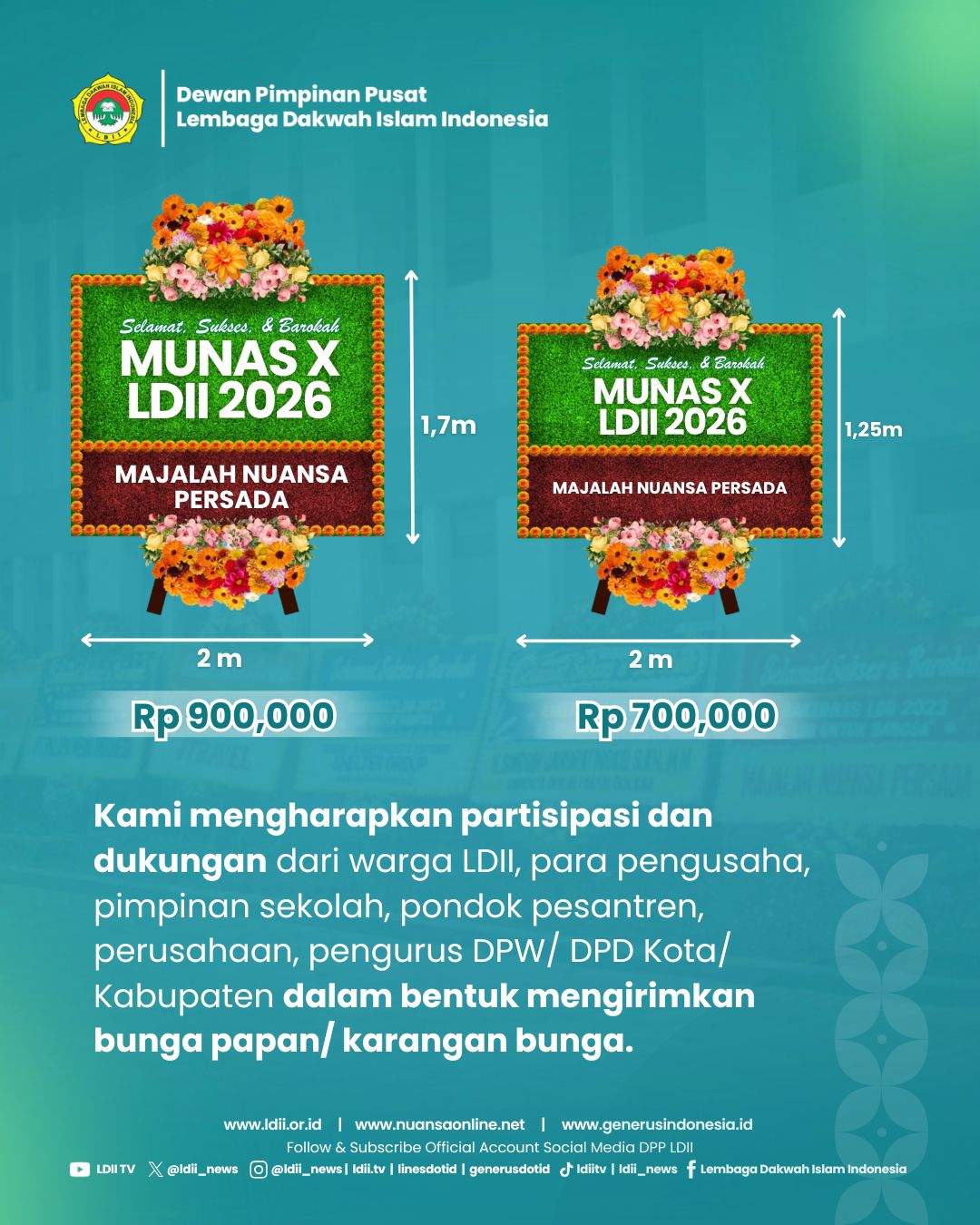 Contoh bunga papan MUNAS X LDII 2026