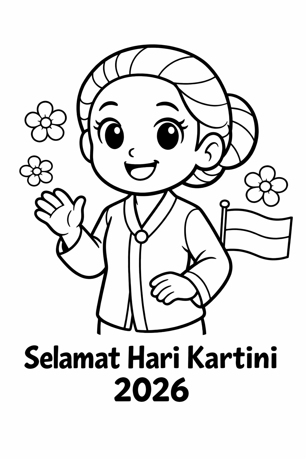 Selamat Hari Kartini 2026 - Gambar Mewarnai