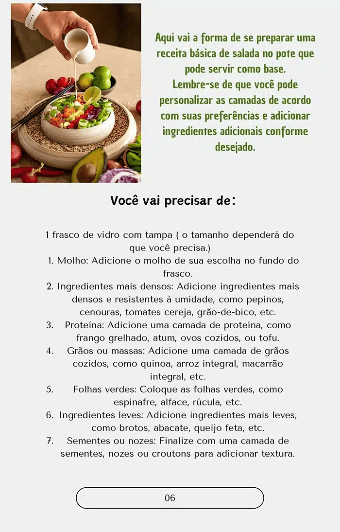 Página do ebook - Receita de salada no pote