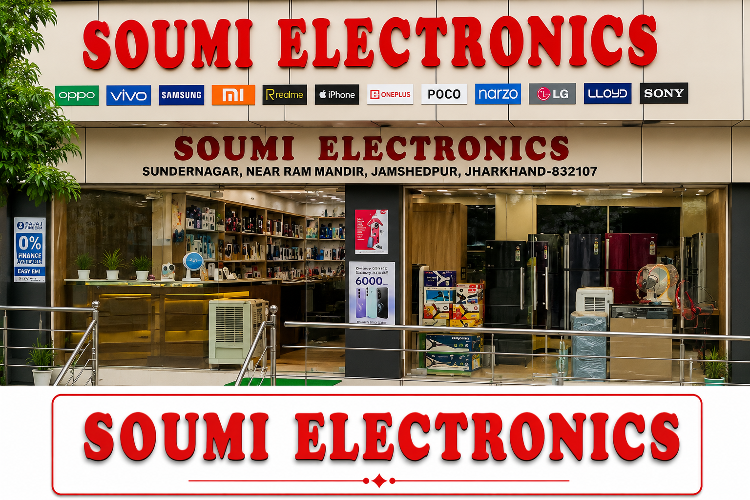SOUMI ELECTRONICS best electronics and mobile shop in Jamshedpur store front near Ram Mandir Sundarnagar