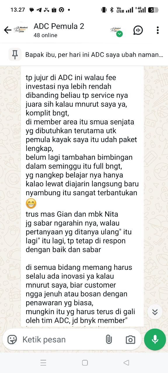 Testimoni Chat Member