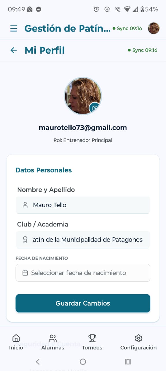 Pantalla de mi perfil