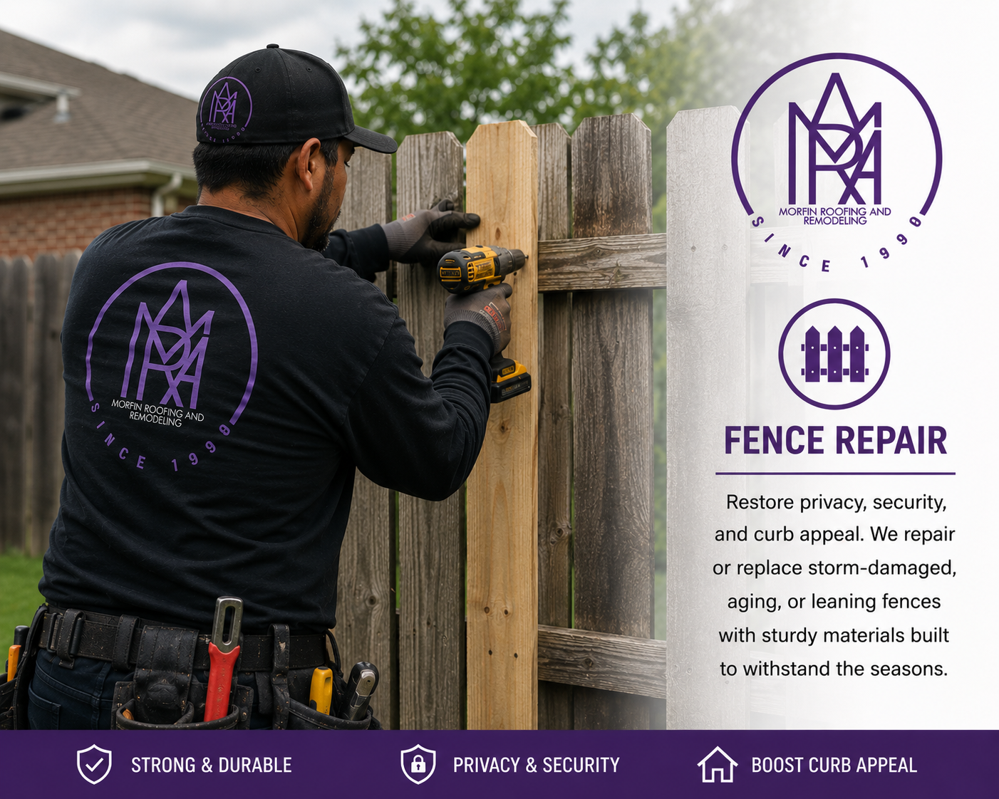 Wooden fence repair and installation services
