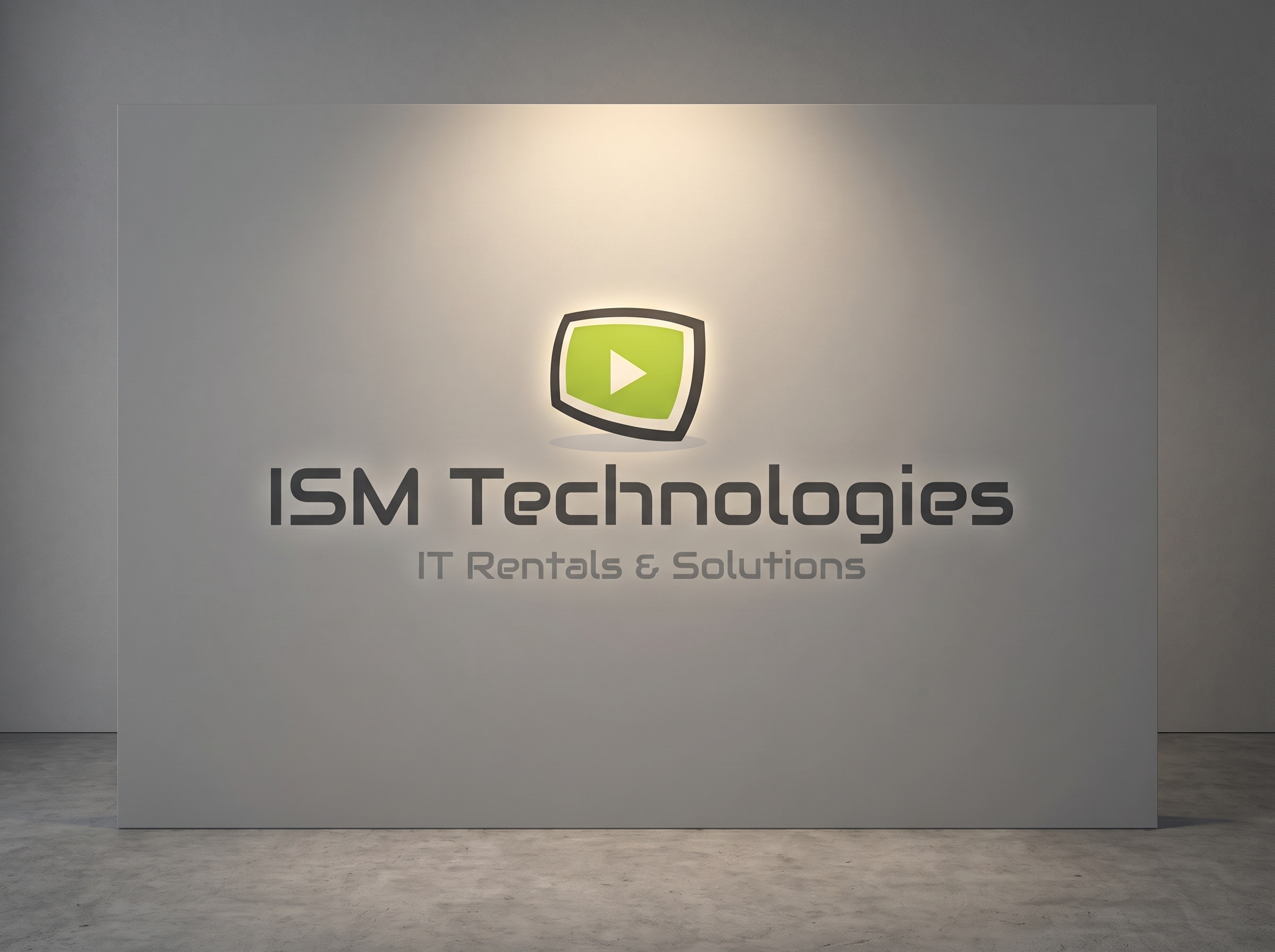 ISM Technologies logo mounted on the wall of the company's Dubai headquarters