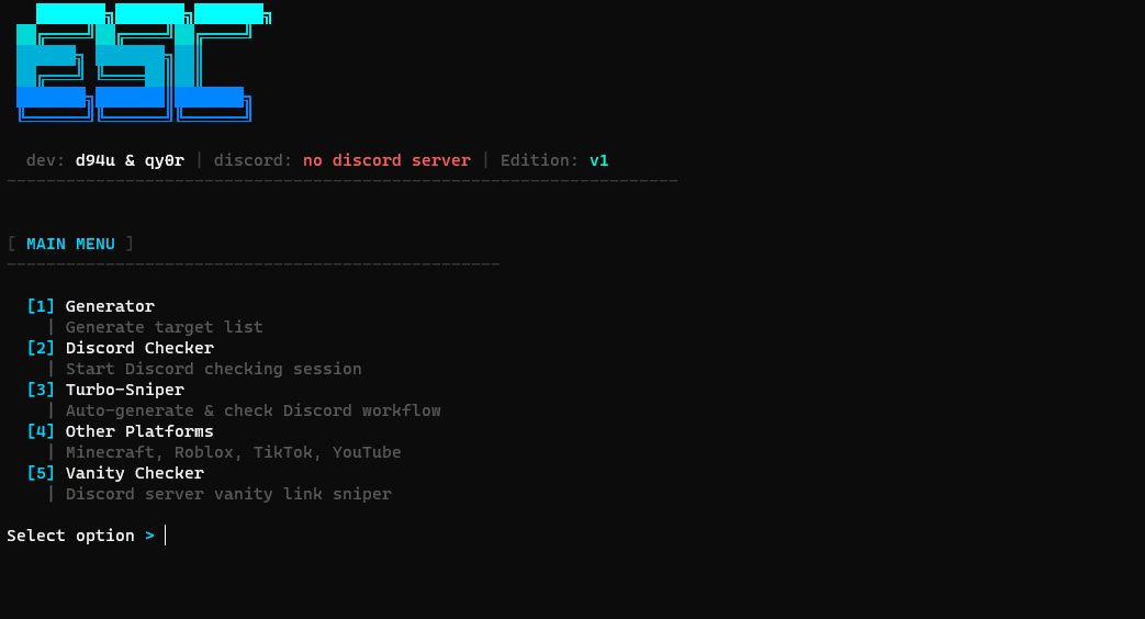 Dimitools Sniper CMD Interface