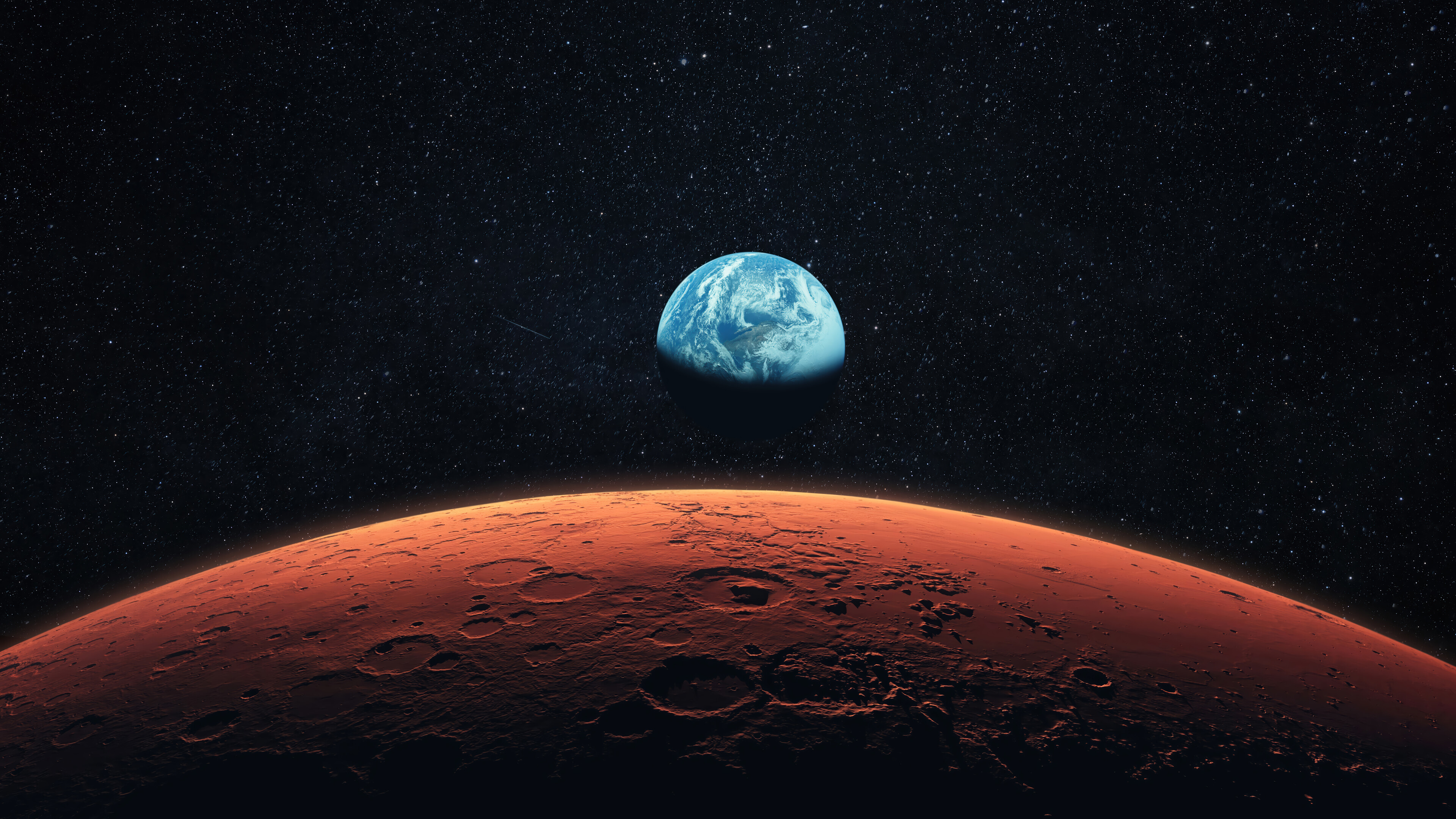 Mars And Earth Space