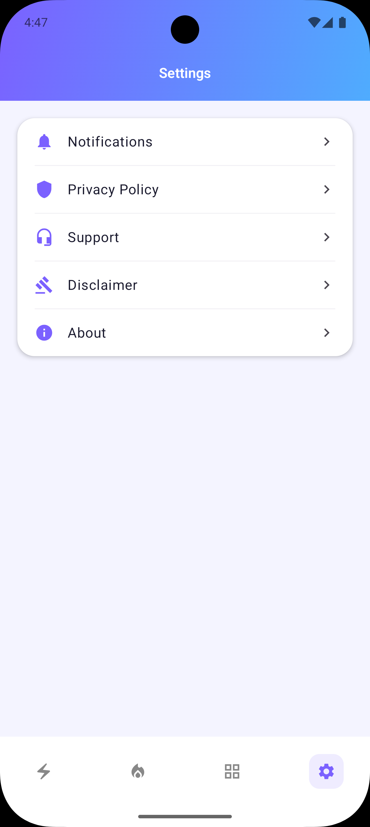 Settings Page
