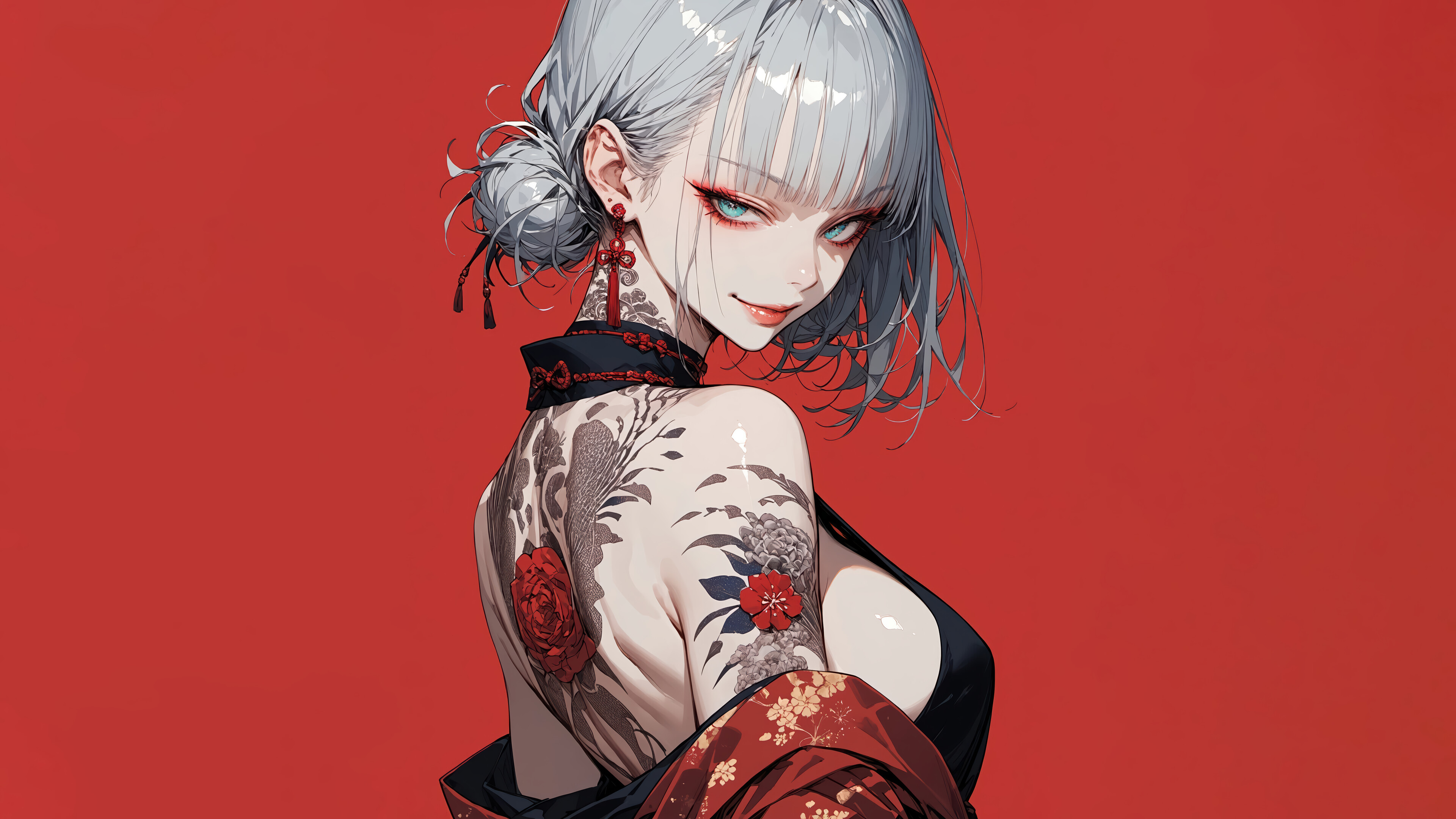 Silver Hair Traditional Tattoos Anime