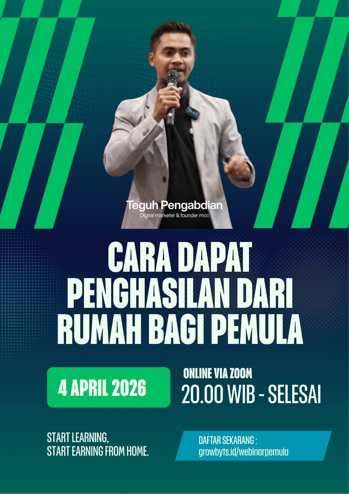 Poster Webinar: Cara Dapat Penghasilan Dari Rumah untuk Pemula