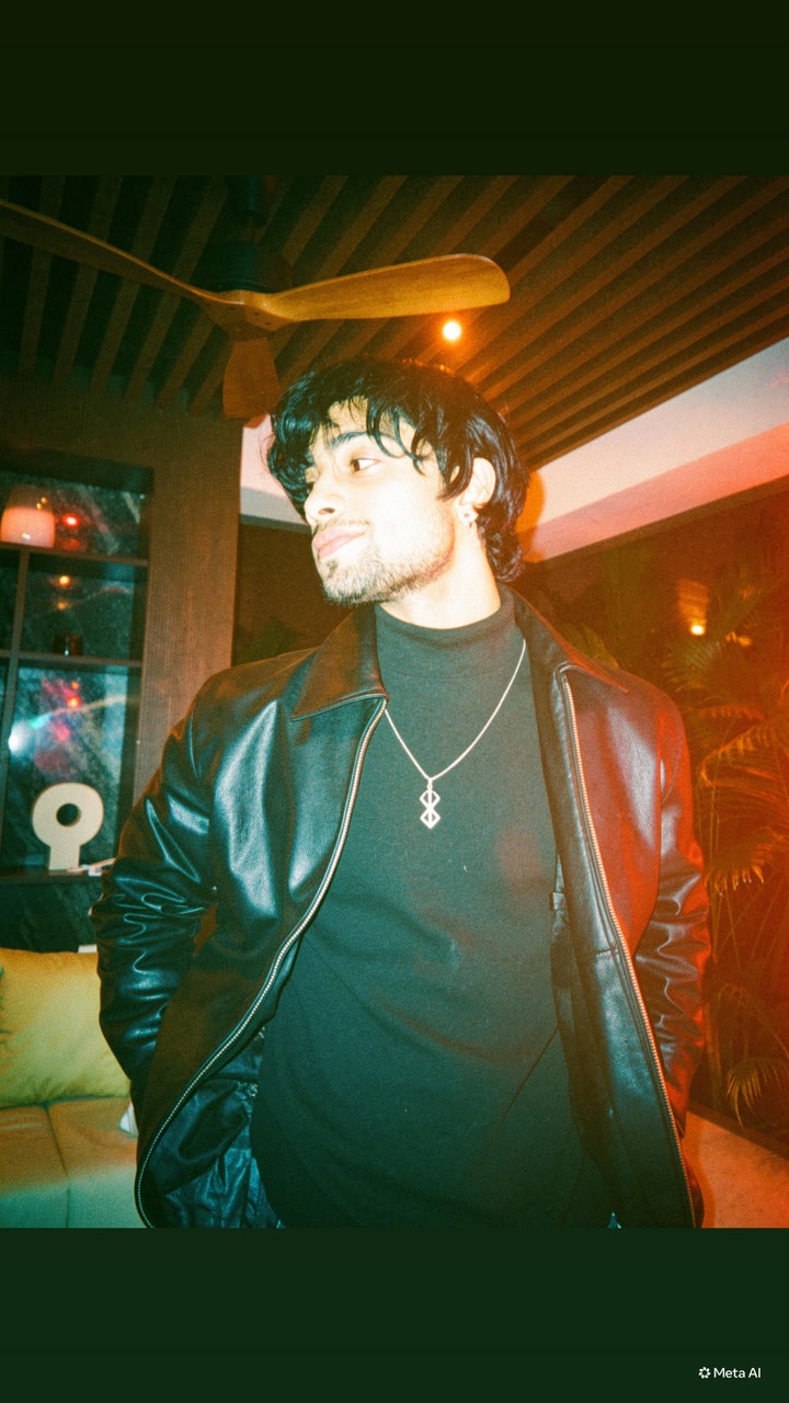 Man in black leather jacket