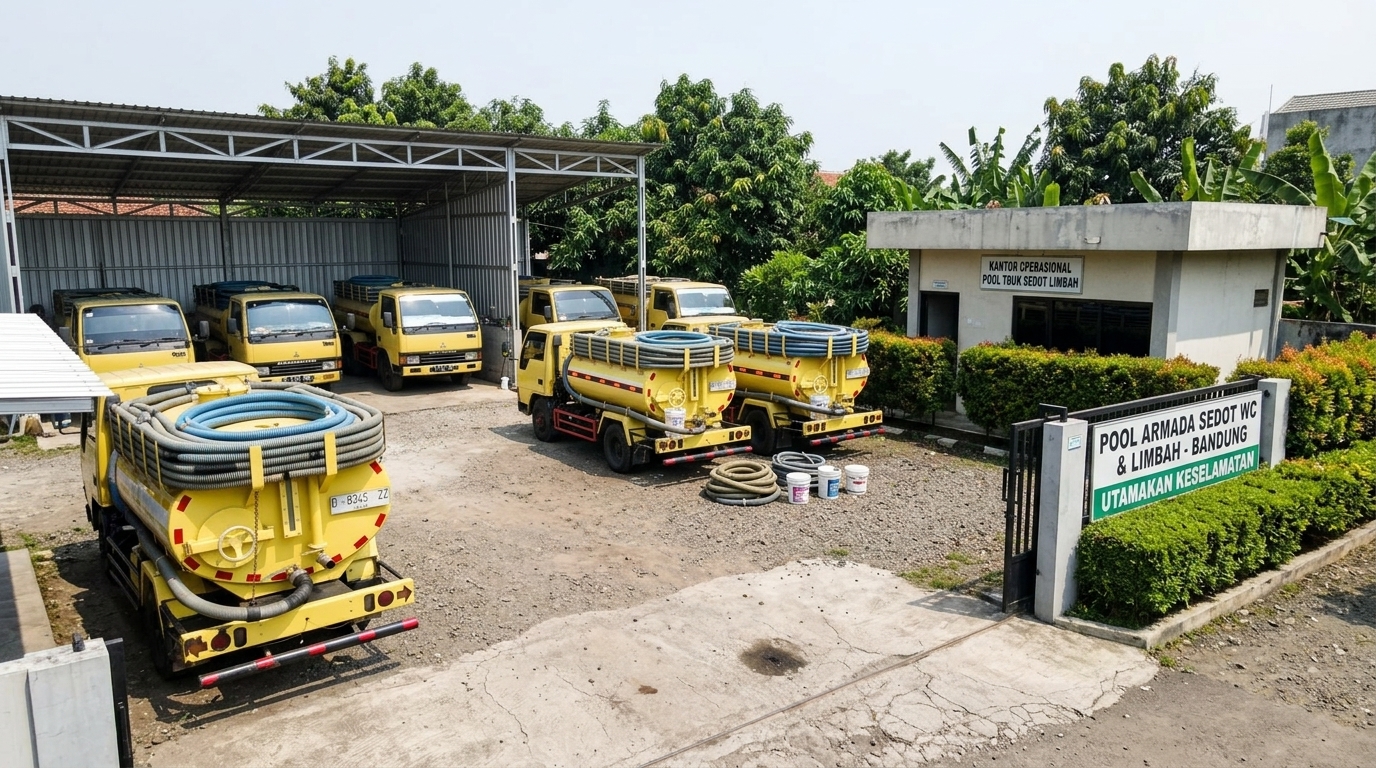 Armada truk sedot WC dan sedot limbah di pool armada Sedot WC Sukabumi
