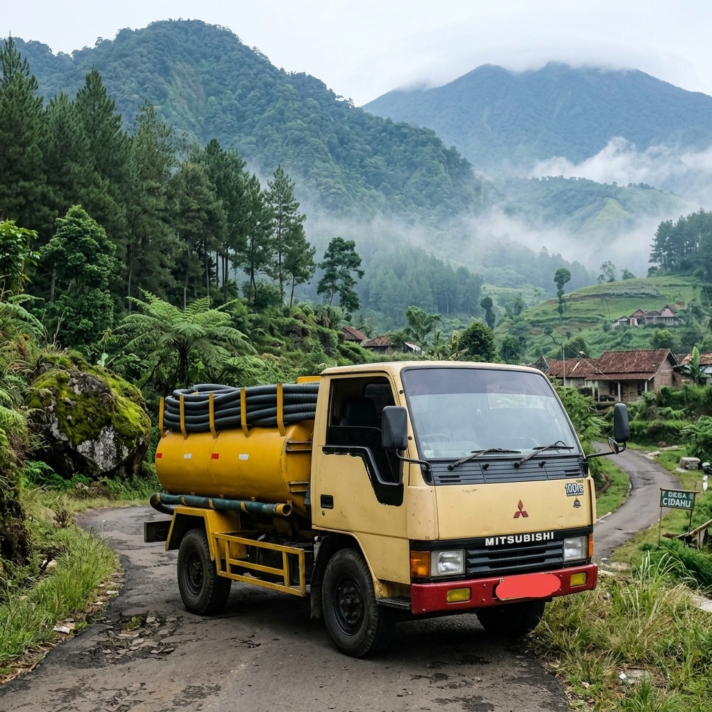 Truk Sedot WC tiba di Desa Cidahu Sukabumi