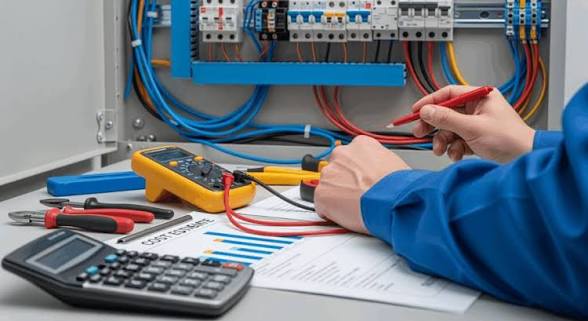 Messung mit Multimeter und Werkzeug