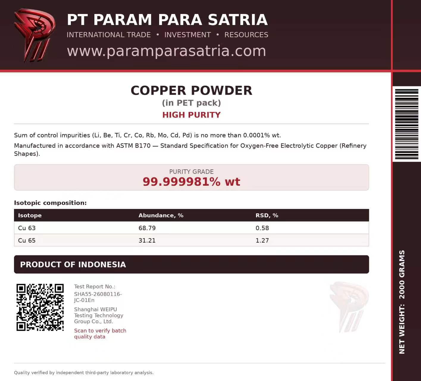 Copper Powder - PT Param Para Satria