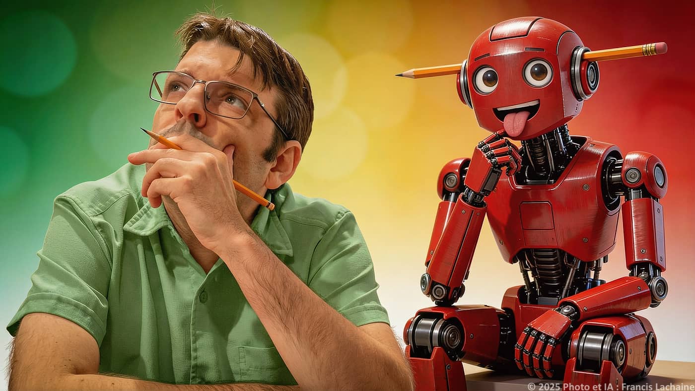 Homme et robot illustrant les 7 niveaux de créativité IA