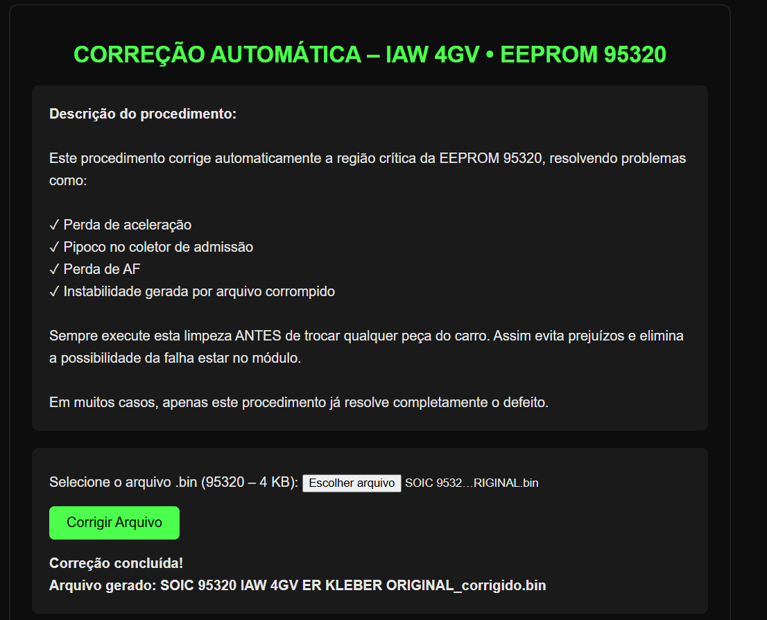 Interface da Ferramenta de Correção Automática