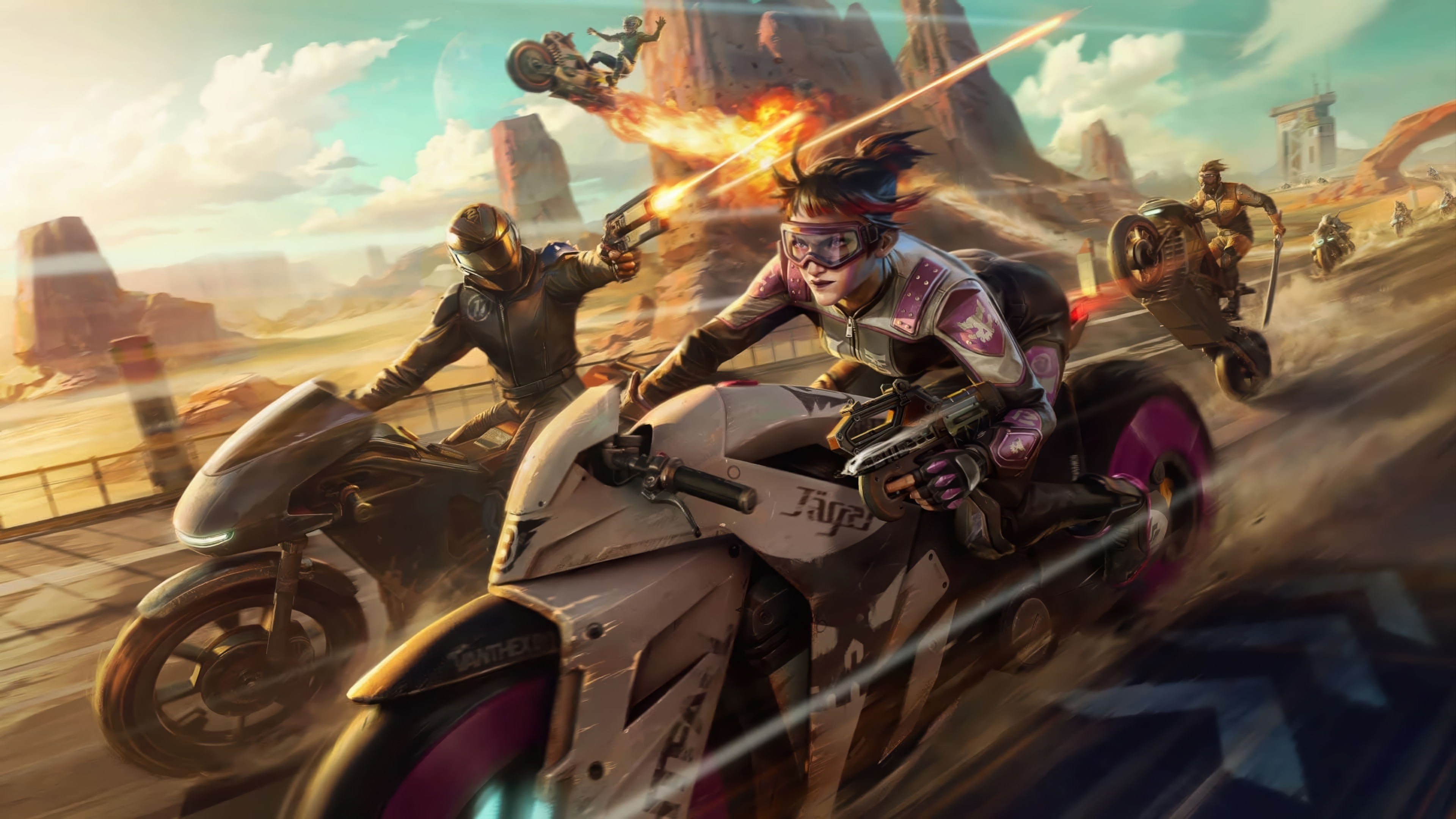 Cyberpunk Desert Bike Battle