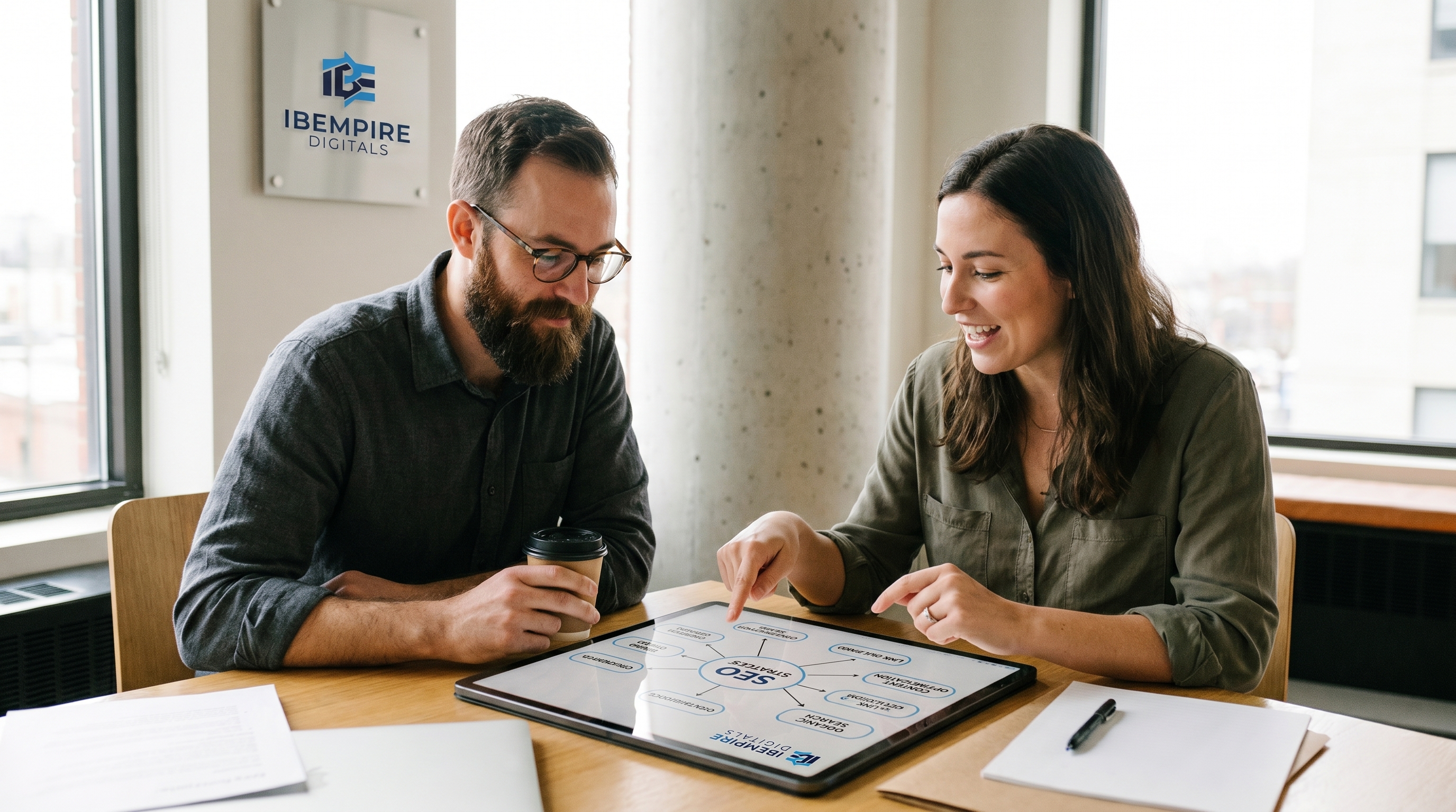 Team discussing SEO and Strategy