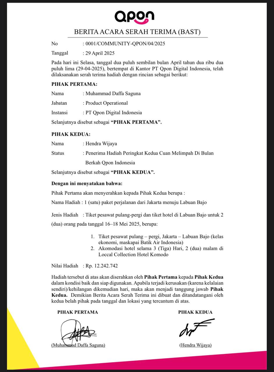 Sertifikat Juara 2 Qpon