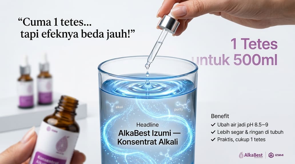 Cuma 1 tetes AlkaBest Izumi untuk 500ml air — efeknya beda jauh