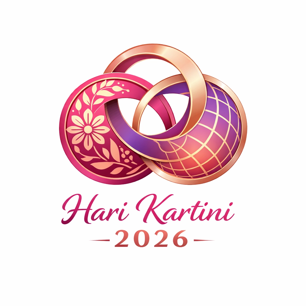 Logo Seni Watercolor Nusantara – Tiga Cincin Interlocking dengan Motif